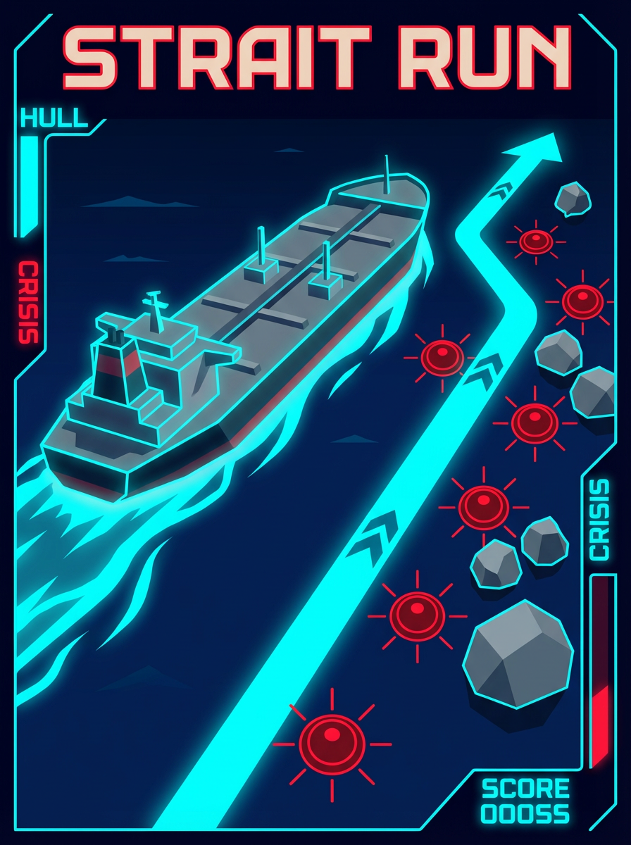 Strait Run gameplay — tanker navigating mines